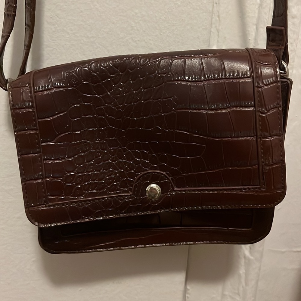 Faux Croc Print Crossbody Purse